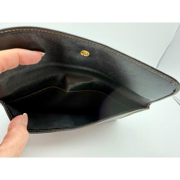 FENDI Pequin Stripe Continental Long Wallet Black Leather Vintage Authentic COA - Picture 8 of 16